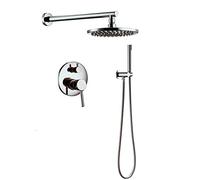 Système de douche Polied Chrome en laiton Luxury Rain Bucheur Robinet de douche Ensemble de douche mural Multifonction Multifinection à double poignée ensemble de douche avec tête de douche à pluie