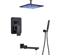 Système de douche Robinette de douche dissimulée Set Mur Mall Moux de douche Tapisseurs Ensemble avec douche à main et Précipitant la tête de douche Advanced Air Injection Technology Bronze Finish,