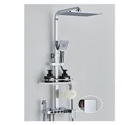 Système de douche salle bain à affichage numérique, ensemble noir robinet thermostatique, effet pluie moderne for(Chrome 4ways B)