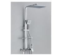 Système de douche salle bain à affichage numérique, ensemble noir robinet thermostatique, effet pluie moderne for(Chrome 4ways D)