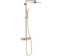 Système de douche SmartActive 310 multijet THM Duo rond, thermostat intégré, 3 jets, système anticalcaire, série Euphoria, 59,6 x 31 x 110 cm, couleur cuivre brillant (réf. : 26507DA0)