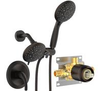 Système de douche SR SUN RISE avec pommeau de douche et douche à effet pluie Ensemble combiné combiné haute pression 35 fonctions double 2 en 1 avec vanne, déviateur d'eau 3 voies breveté en nickel brossé Bronze huilé