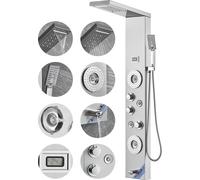 Système de douche SucceBuy, 6 modes de douche, tour de douche à LED et écran, cascade, cascade d'eau, 4 buses de massage corporel, bec de baignoire, douchette, flexible de 59 pouces, kit de douche mur