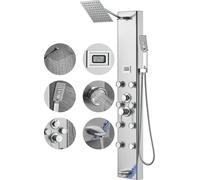 Système de douche SucceBuy, 6 modes de douche, tour de douche avec affichage numérique, cascade, 8 jets de massage, bec de baignoire, douchette à main avec 3 réglages, flexible de 59 pouces, kit de do