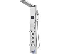 Système de douche SucceBuy, 6 modes de douche, tour d'eau à LED avec chute de pluie, cascade, 5 buses de massage, bec de baignoire et douchette, kit de montage mural en acier inoxydable