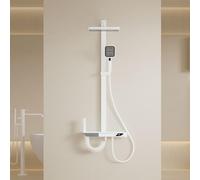 Système de douche thermostatique, 5 fonctions Ensemble de pomme de douche exposée, massage à la taille, affichage numérique, conception de clé de piano, ensemble de robinets de douche de pluie