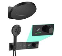 Système de douche thermostatique, BS0408 Ensemble de pommes de douche murale, affichage numérique, conception de clé de piano, pluie de 12 pouces / 32 cm, ensemble de robinets de douche en cascade