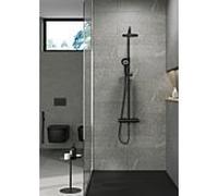 KLUDI DIVE Thermostat Dual Shower System, tube réglable horizontalement et verticalement, 6907939-00, Couleur: noir mat