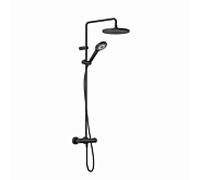 Système de douche thermostatique double Kludi DIVE Dive X 3S 6906739-00 avec douchette, pommeau de douche Ø 250 mm, noir mat