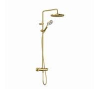 Système de douche thermostatique double Kludi DIVE Dive X 3S 69067N0-00 avec douchette, pommeau de douche Ø 25 cm, finition PVD or brossé