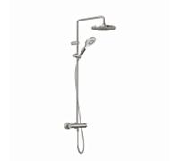 Système de douche thermostatique double Kludi DIVE Dive X 3S 69067N5-00 avec douchette, pommeau de douche Ø 25 cm, finition inox brossé.