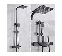 Système de Douche thermostatique, Ensemble de robinets de Douche muraux, Ensemble combiné de Douche Multifonction avec Pomme de Douche, douchette à Main, Bec de Baignoire Cascade, Noir A