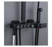 Système de douche thermostatique noir avec robinet de baignoire et étagère - Ensemble de douche économe en énergie pour un confort et un style ultimes dans votre salle de bain