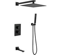 Système de douche Thermostatique Noir dissimulé Mélangeur de salle de bain dissimulé Tapis de douche Ensemble de douche de 10-12 pouces Précipitant la tête de douche et pots de baignoire Beauty Comes