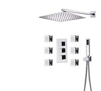 Système de douche ultra fin avec pommeau de douche à effet pluie et 6 modes de pulvérisation - Expérience de salle de bain luxueuse, installation facile, design économiseur d'eau, mise à niveau