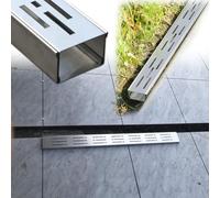 Système de Drainage,Caniveau Fin Et Fin pour Terrasse Extérieure,Bac Souterrain en Béton/Ensemble de Drainage Large de 1,3 X 2 X 4 X 6 Pouces avec Grille Métallique,Eaux Pluviales