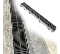 Système de drainage de tranchée - Kit de vidange mince avec couvercles de grille en plastique amovibles pour une installation facile dans les cours, le béton, les jardins, les allées et les garages