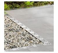 Système de drainage en acier inoxydable pour patio extérieur avec grille et gouttière linéaire pour un drainage rapide de l'eau (H x l x L) 3 x 5 cm