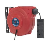 Système De Enrouleur De Câble Sealey Rétractable 15M 2 X 230V Prise CRM15