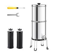 Système de Filtration D'eau par Gravité-Duoku- 2,25 G en Acier Inoxydable 304- avec Filtres à Charbon, Robinet et Support
