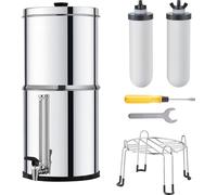 Système de filtration d'eau par gravité - Seau de filtration d'eau 7,8 + 8,5 L - 2 filtres - Argent - pour une eau potable propre