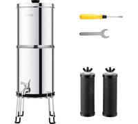 Système de filtration d'eau par gravité VEVOR, 2,25 G 304 Système de filtration d'eau de plan de travail en acier inoxydable, réduit le plomb et jusqu'à 99% de chlore, avec 2 filtres à charbon/robinet