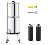 Système de filtration d'eau par gravité - VEVOR - k8626A - 2 filtres à charbon - robinet et support - 15 5 L