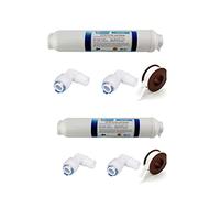 Système de filtration d'eau sous évier 10 pouces T33 avec 2 pièces raccord purificateur d'eau INLINE NOIX DE COCO carbone post filtre à eau 5 microns filtre à charbon(2PCS)