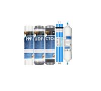 Système de filtration d'eau sous évier Cartouche de filtre à eau T33, coton PP, UDF adaptée boîtier de filtre à eau, cartouche T33, remplacement du système de membrane Ro(Set2)