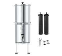 Système de filtre à eau alimenté par gravité USWF, en acier inoxydable, avec 2 filtres à charbon, portable avec robinet et support en verre de visée en métal, certifié NSF/ANSI 372