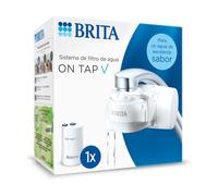 BRITA ON TAP V Système de filtre à eau, comprend 1 cartouche : eau durable et de bon goût directement du robinet, réduit les microparticules, PFAS, métaux et substances qui affectent le goût.