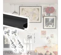 Système de fixation à clips robuste pour cadres et pots de fleurs - Comprend un rail de 2,5 m, un câble de 2,5 m et 2 crochets - Solution parfaite pour exposer vos photos murales