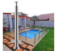 Système de fixation for poteau de balustrade en verre réglable de 30 à 60 pouces avec tige de serrage en acier inoxydable for clôture de piscine en verre(Silver Mid Post,145cm)
