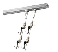 Système de fixation pour tableaux, Kit de système suspension tableaux avec rails en aluminium 2 à 6,5 pieds, crochets for câbles acier 1 3 m(3ft(91cm) rail,3.3'/1m Cord)