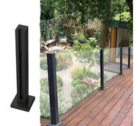 Système de garde-corps en verre avec poteaux et colliers en acier inoxydable pour installation sur balcon, jardin, terrasse et patio
