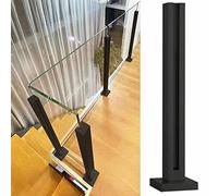 Système de garde-corps en verre en acier inoxydable 304 noir carré pour escaliers intérieurs et couloirs, design moderne en panneau de verre, solution de sécurité durable et élégante