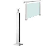 Système de garde-corps en verre pour intérieur/extérieur, panneau carré en acier inoxydable avec fente unique, kit complet avec pinces de montage au sol et équerre.