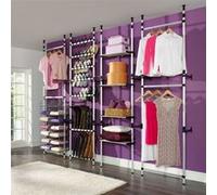 Système de garde robe télescopique avec barres Aluminium argenté et noir G