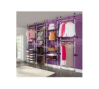 Système de garde robe télescopique barres et étagère Aluminium Argent G