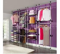 Système de garde-robe télescopique - vidaXL - Aluminium - Hauteur réglable - Argenté et noir