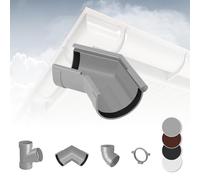 Système de gouttière RAINWAY L (angle de gouttière extérieur 135° gris) - PVC-U plastique en 4 couleurs, recommandé pour les toitures > 100m², pièce d'angle coudée à 135 degrés