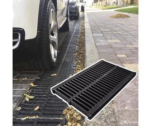 Système de grille drainage cour extérieure, grilles canal couverture drain sol 25/30 cm large, kit goulotte en plastique polymère for trottoir