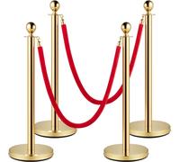 système de guidage de personnes en 4 parties Hauteur totale 96 cm - Poteau de délimitation - Poteau de délimitation avec corde de 1,5 m pour mariages, hôtels, expositions - Poteau de délimitation doré