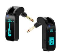 Système de guitare sans fil 2,4 GHz avec 8 canaux, émetteur-récepteur audio rechargeable pour guitare électrique, basse, instruments à vent électriques, transmission en temps réel 48K/16 bits (noir)