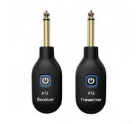 Système de guitare sans fil avec transmission audio claire et portée de 30 mètres pour instruments électriques rechargeable et facile à installer en couleur noire
