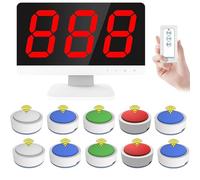 Système de jeu Quiz sans fil, bouton répondre, 1 moniteur + 10 sonneries, avec télécommande, 3 modes, pour jeu télévisé, concours scolaire, quiz de fête