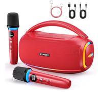Système de Karaoké Portable,Machine Karaoké avec 2 Microphones avec 60W sans Fil IPX5 étanche,2 Microphones Rechargeable,Enceinte Sono Complet pour Fête,Lumière DJ,TF/USB/AUX/TWS, Bass/Treble