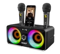 Système de Karaoké Portable,Tout-en-Un Karaoké Complet avec 20W Enceinte Bluetooth,2 Microphones Karaoké sans Fil et Fente pour Microphone Rechargeable,Enceinte Sono Complet pour Fête, Domicile