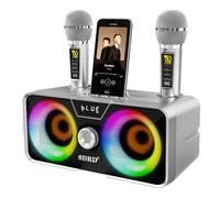 Système de Karaoké Portable,Tout-en-Un Karaoké Complet avec 20W Enceinte Bluetooth,2 Microphones Karaoké sans Fil et Fente pour Microphone Rechargeable,Enceinte Sono Complet pour Fête, Domicile
