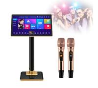 Système de karaoké professionnel 4K, machine de karaoké à écran tactile capacitif de 19 pouces avec 2 microphones sans fil, disque dur haute vitesse 4T intégré, double système pour chanter, regarder